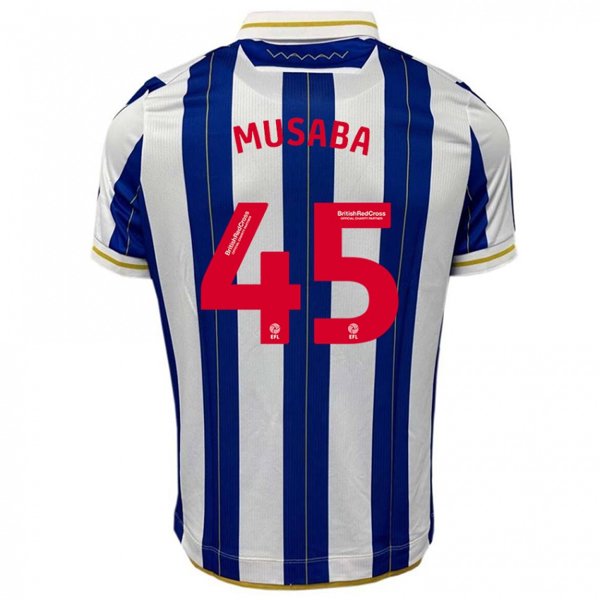 Hombre Camiseta Anthony Musaba #45 Azul Blanco 1ª Equipación 2023/24 La Camisa Perú