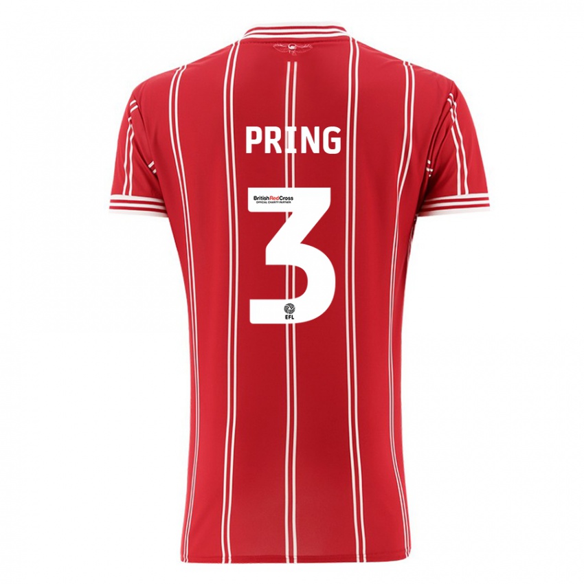 Hombre Camiseta Cameron Pring #3 Rojo 1ª Equipación 2023/24 La Camisa Perú