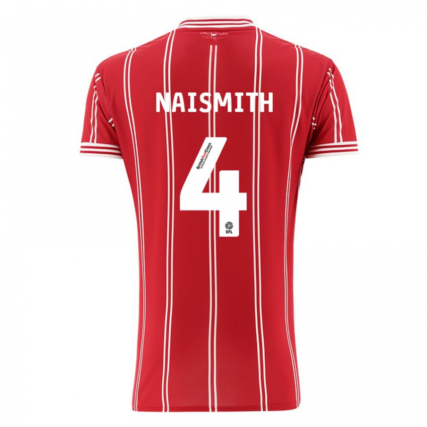 Hombre Camiseta Kal Naismith #4 Rojo 1ª Equipación 2023/24 La Camisa Perú