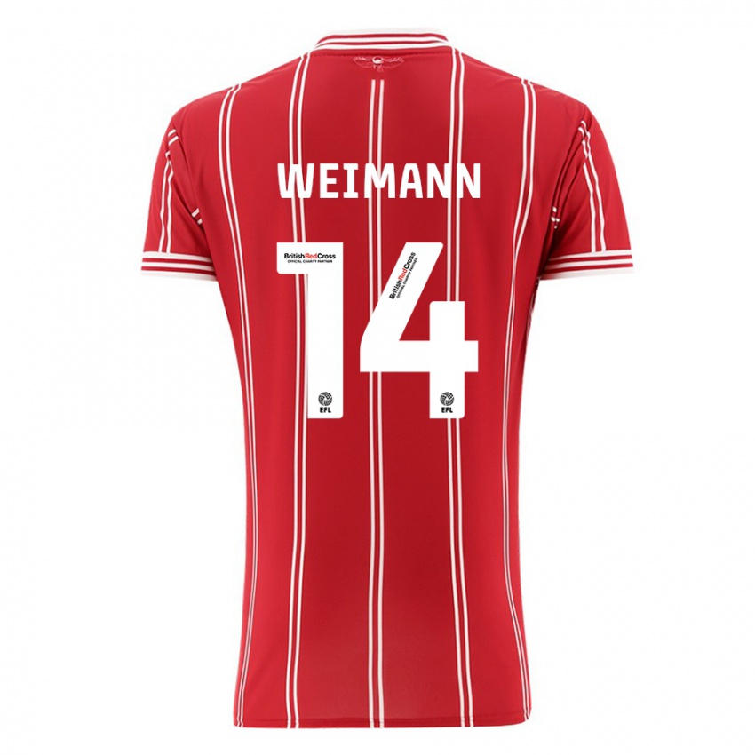 Hombre Camiseta Andreas Weimann #14 Rojo 1ª Equipación 2023/24 La Camisa Perú