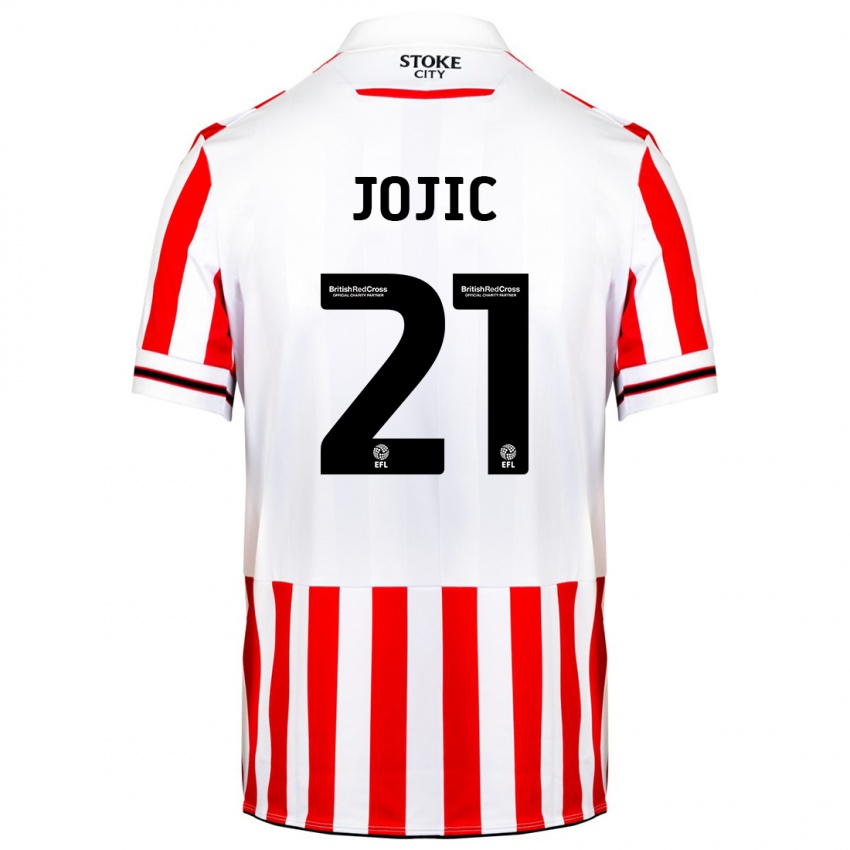 Hombre Camiseta Nikola Jojic #21 Rojo Blanco 1ª Equipación 2023/24 La Camisa Perú