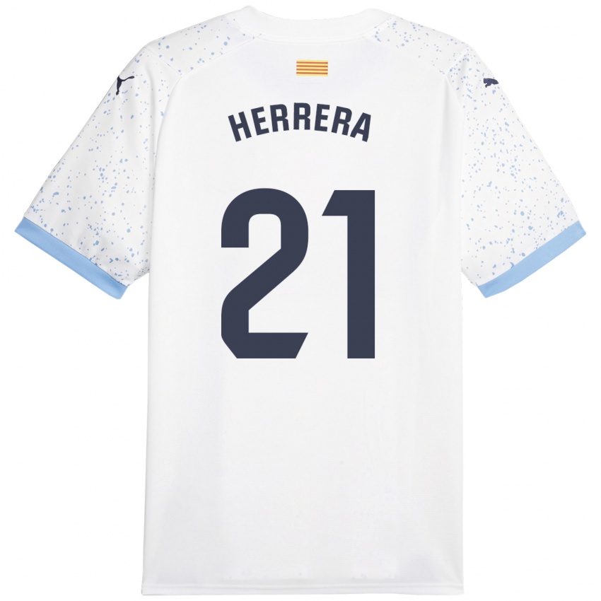 Hombre Camiseta Yangel Herrera #21 Blanco 2ª Equipación 2023/24 La Camisa Perú