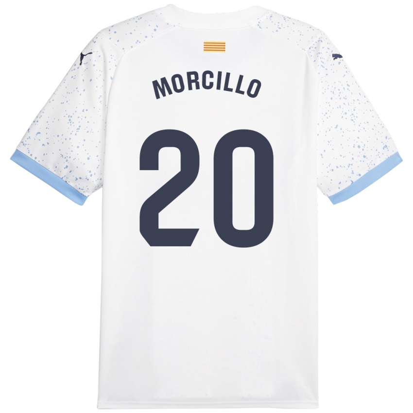 Hombre Camiseta Luis Morcillo #20 Blanco 2ª Equipación 2023/24 La Camisa Perú