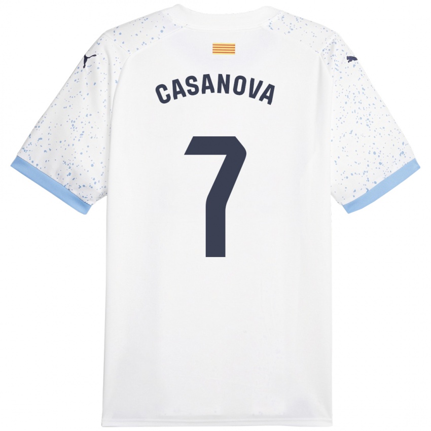 Hombre Camiseta Àstrid Casanova #7 Blanco 2ª Equipación 2023/24 La Camisa Perú