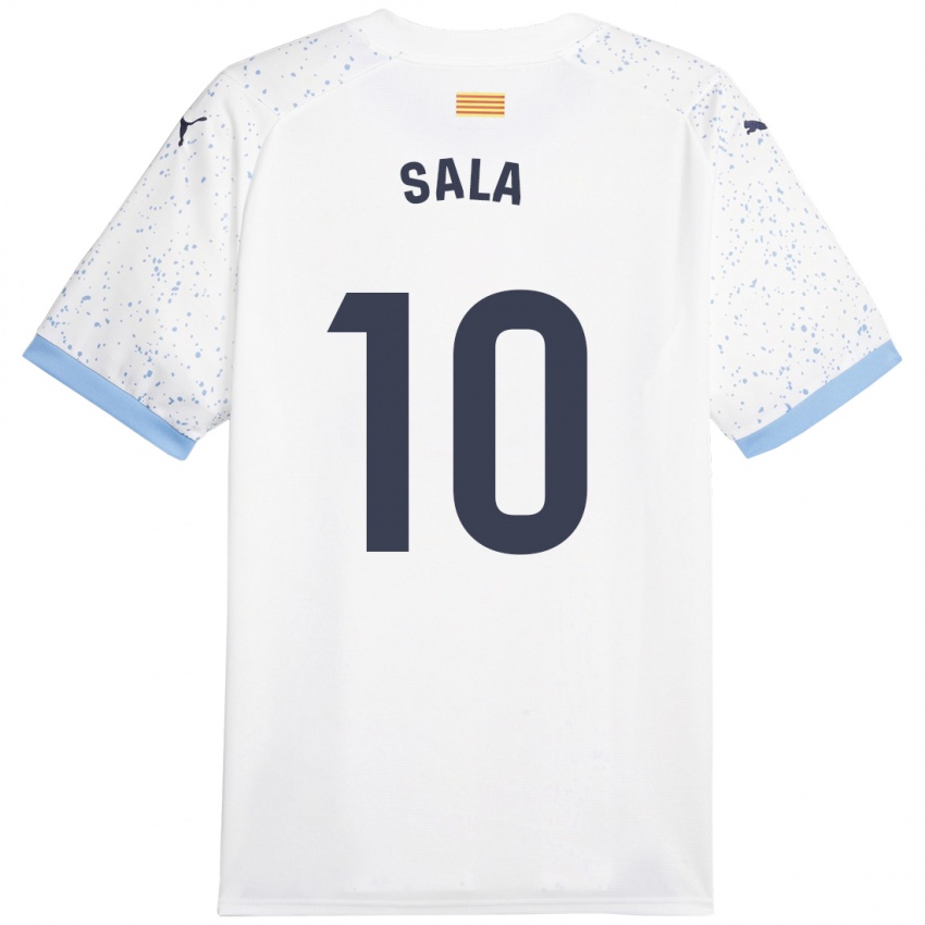 Hombre Camiseta Georgina Sala #10 Blanco 2ª Equipación 2023/24 La Camisa Perú