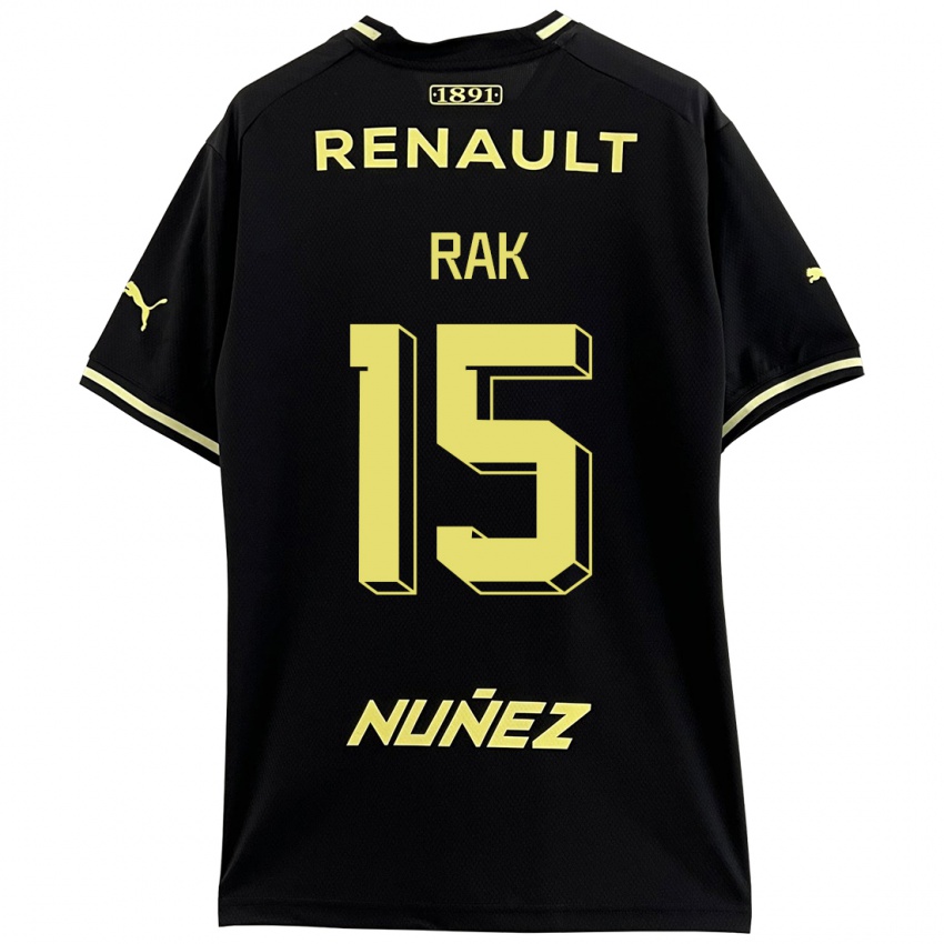 Hombre Camiseta Yonatthan Rak #15 Negro 2ª Equipación 2023/24 La Camisa Perú