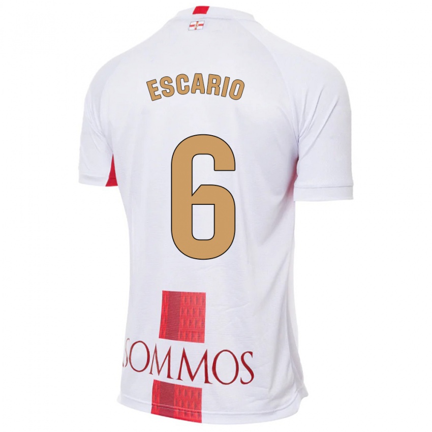 Hombre Camiseta Jaime Escario #6 Blanco 2ª Equipación 2023/24 La Camisa Perú