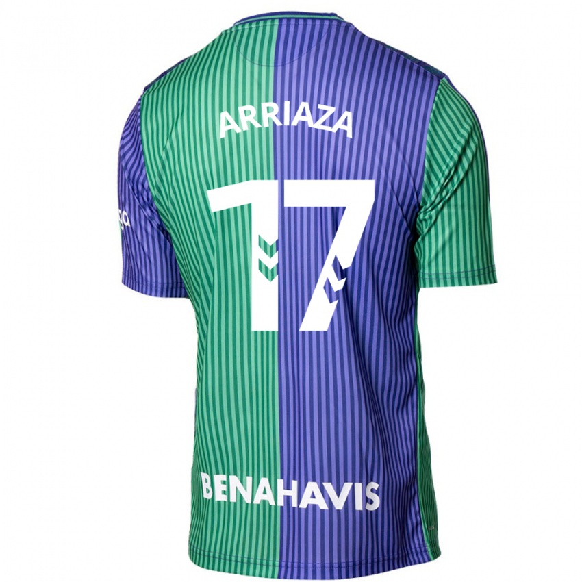 Hombre Camiseta Pablo Arriaza #17 Verde Azul 2ª Equipación 2023/24 La Camisa Perú