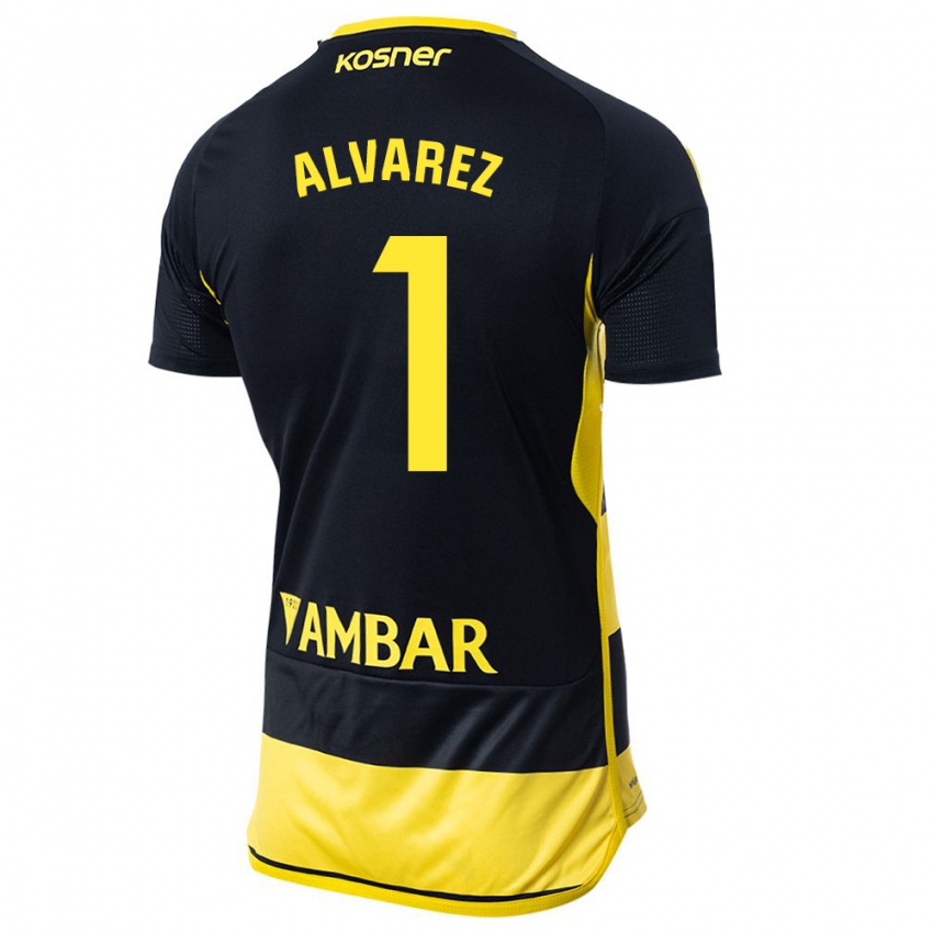 Hombre Camiseta Cristian Álvarez #1 Negro Amarillo 2ª Equipación 2023/24 La Camisa Perú