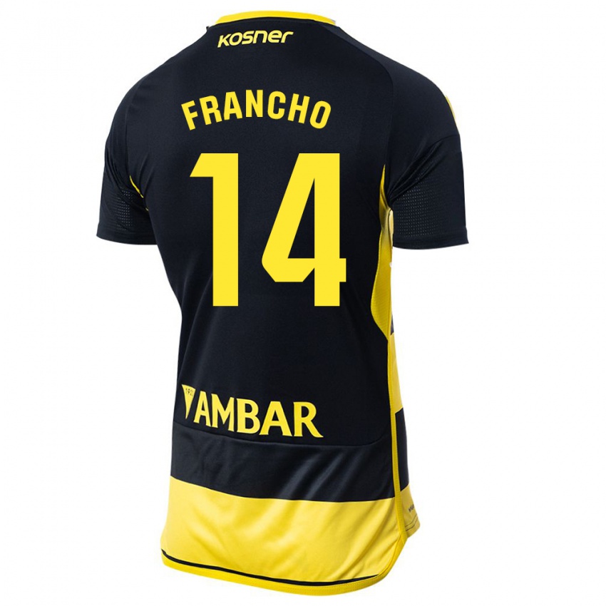 Hombre Camiseta Francho Serrano #14 Negro Amarillo 2ª Equipación 2023/24 La Camisa Perú