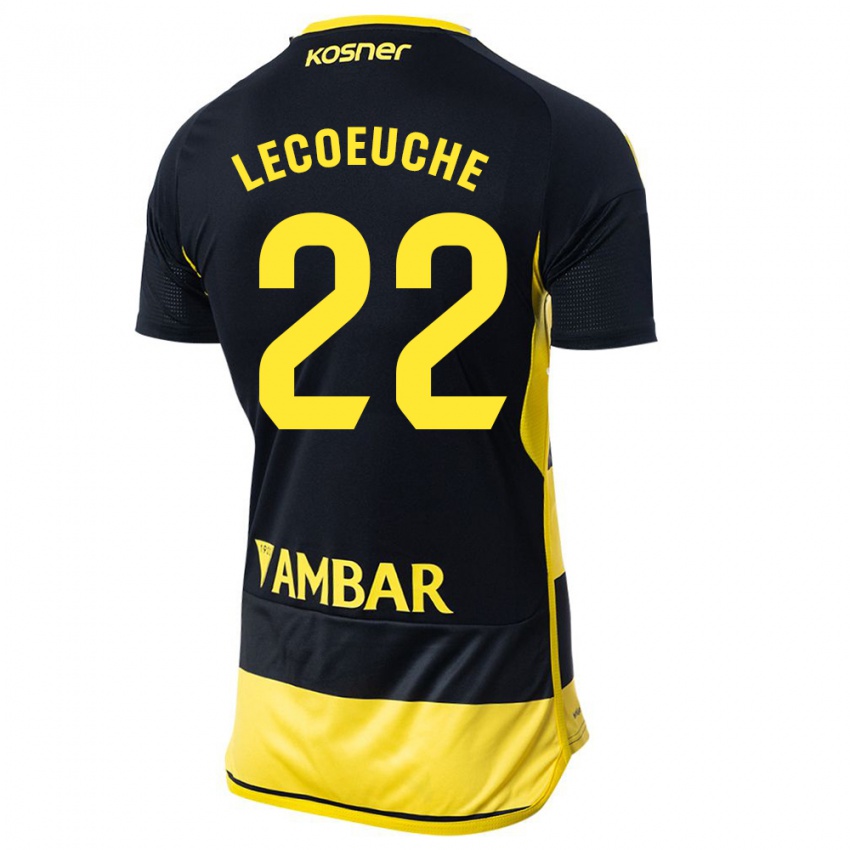 Hombre Camiseta Quentin Lecoeuche #22 Negro Amarillo 2ª Equipación 2023/24 La Camisa Perú