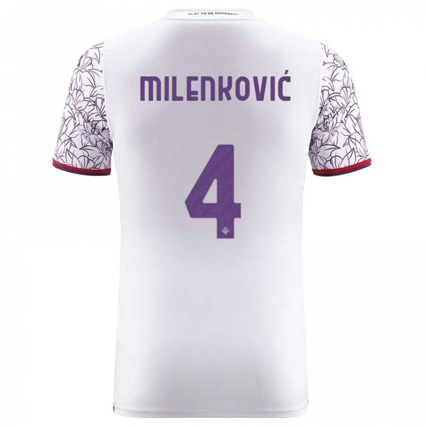 Hombre Camiseta Nikola Milenkovic #4 Blanco 2ª Equipación 2023/24 La Camisa Perú