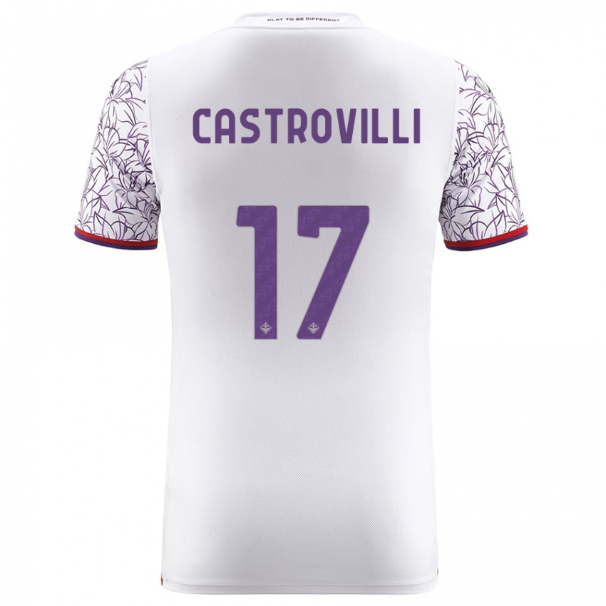 Hombre Camiseta Gaetano Castrovilli #17 Blanco 2ª Equipación 2023/24 La Camisa Perú