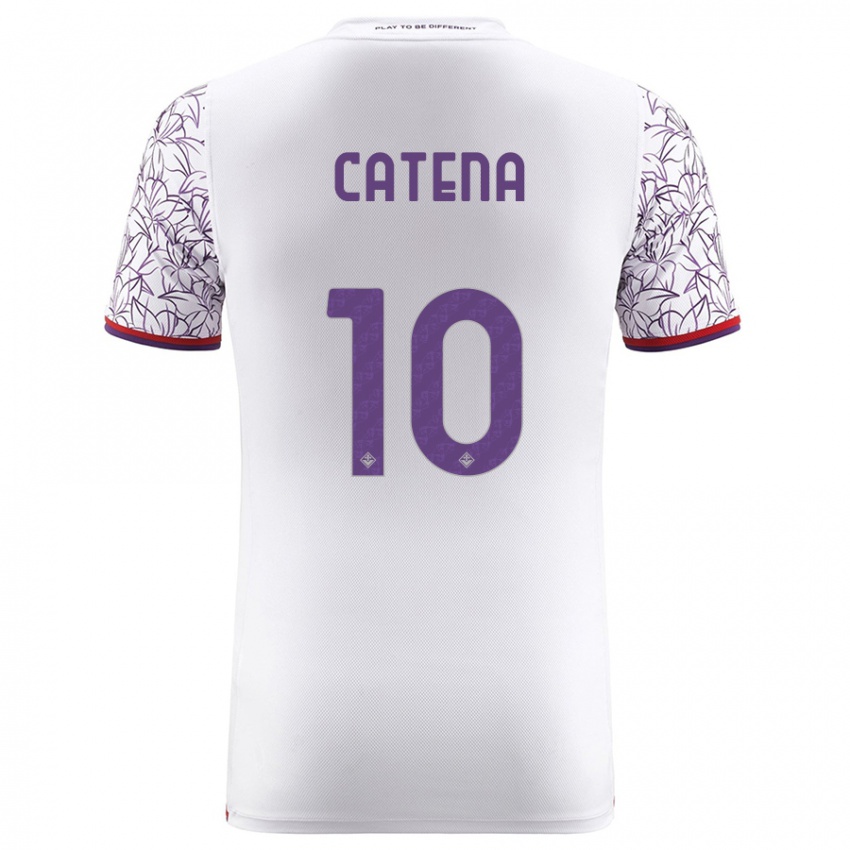 Hombre Camiseta Michaela Catena #10 Blanco 2ª Equipación 2023/24 La Camisa Perú