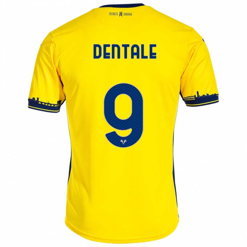 Hombre Camiseta Alessandro Dentale #9 Amarillo 2ª Equipación 2023/24 La Camisa Perú