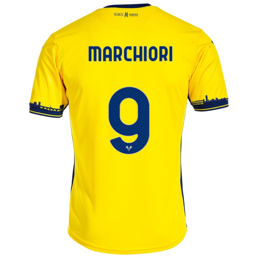 Hombre Camiseta Giorgia Marchiori #9 Amarillo 2ª Equipación 2023/24 La Camisa Perú