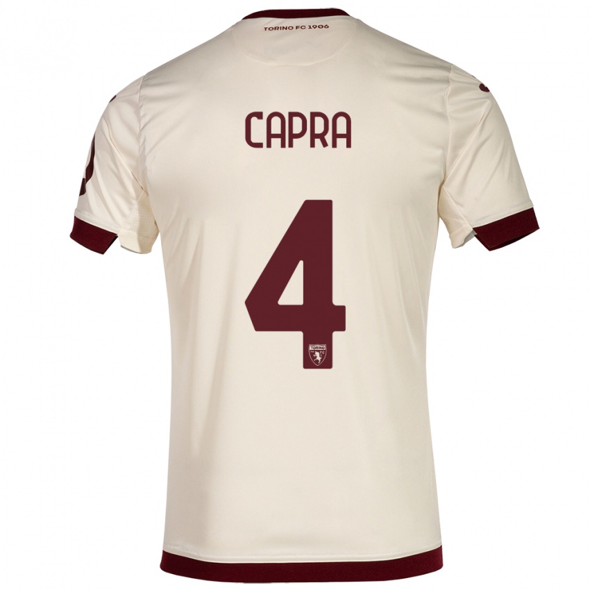 Hombre Camiseta Valentina Capra #4 Champán 2ª Equipación 2023/24 La Camisa Perú