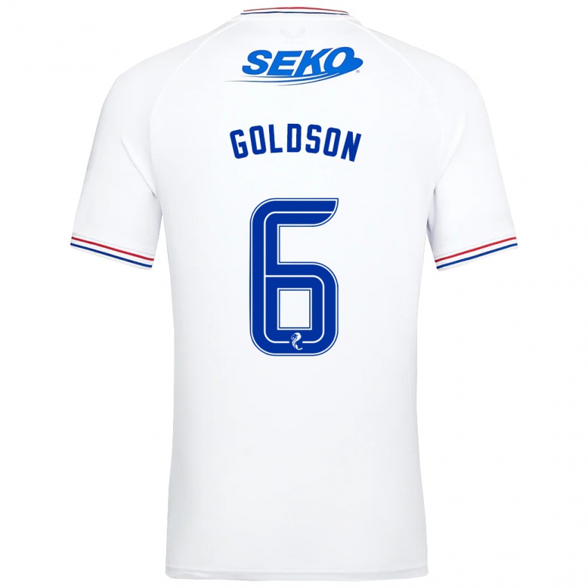 Hombre Camiseta Connor Goldson #6 Blanco 2ª Equipación 2023/24 La Camisa Perú