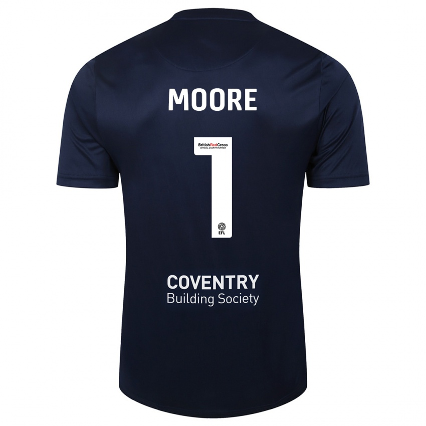 Hombre Camiseta Simon Moore #1 Rojo Azul Marino 2ª Equipación 2023/24 La Camisa Perú