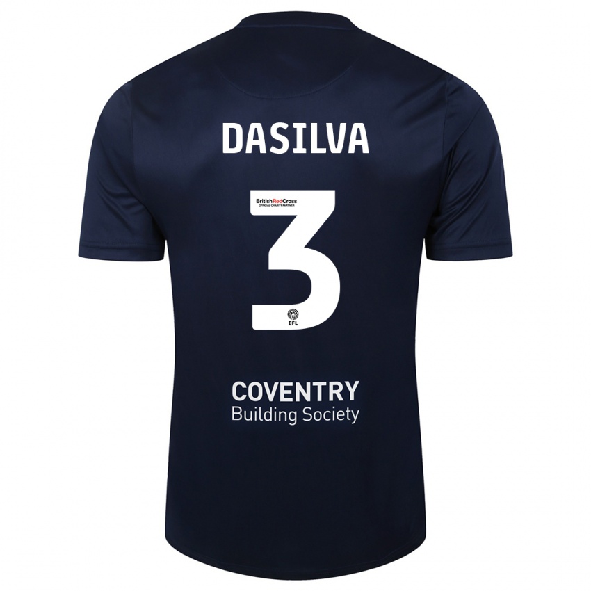 Hombre Camiseta Jay Dasilva #3 Rojo Azul Marino 2ª Equipación 2023/24 La Camisa Perú