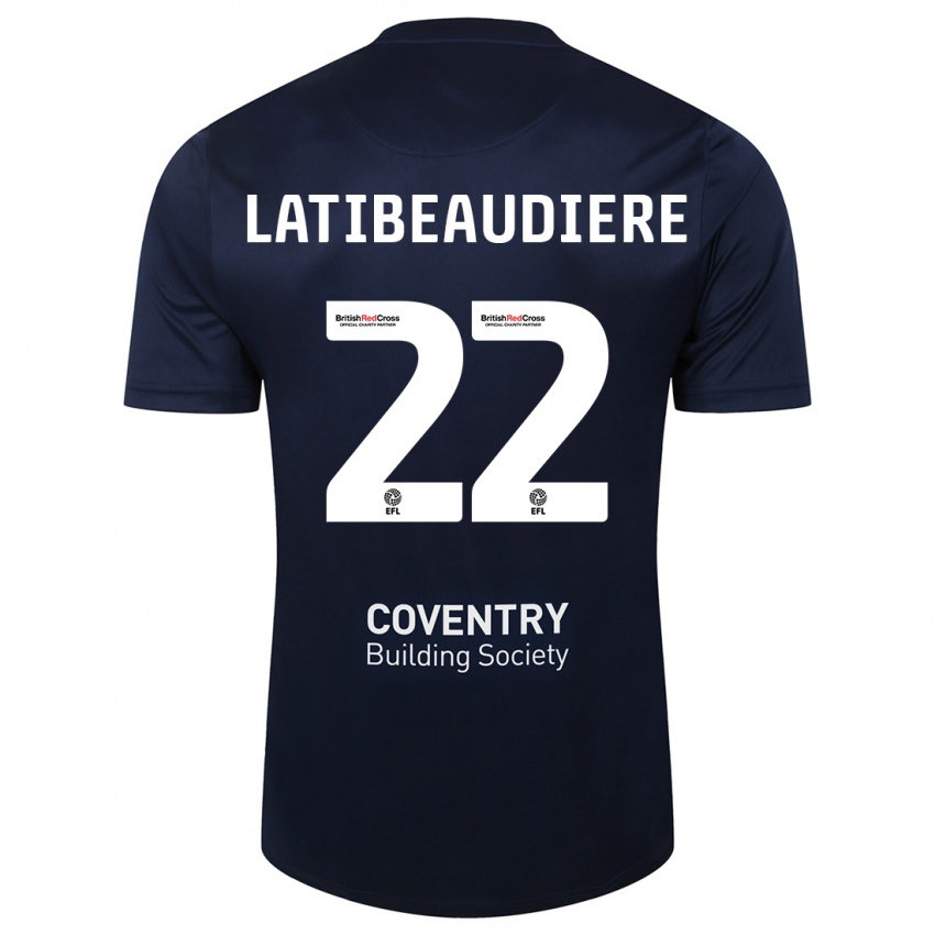 Hombre Camiseta Joel Latibeaudiere #22 Rojo Azul Marino 2ª Equipación 2023/24 La Camisa Perú