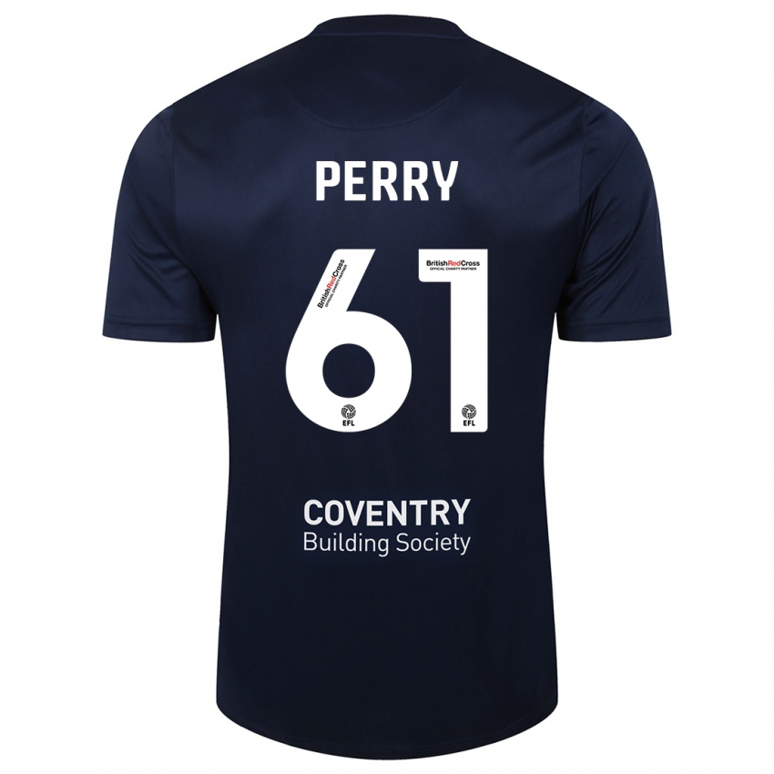 Hombre Camiseta Callum Perry #61 Rojo Azul Marino 2ª Equipación 2023/24 La Camisa Perú