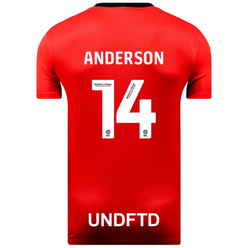 Hombre Camiseta Keshi Anderson #14 Rojo 2ª Equipación 2023/24 La Camisa Perú