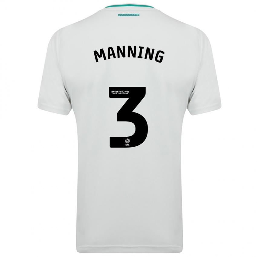 Hombre Camiseta Ryan Manning #3 Blanco 2ª Equipación 2023/24 La Camisa Perú