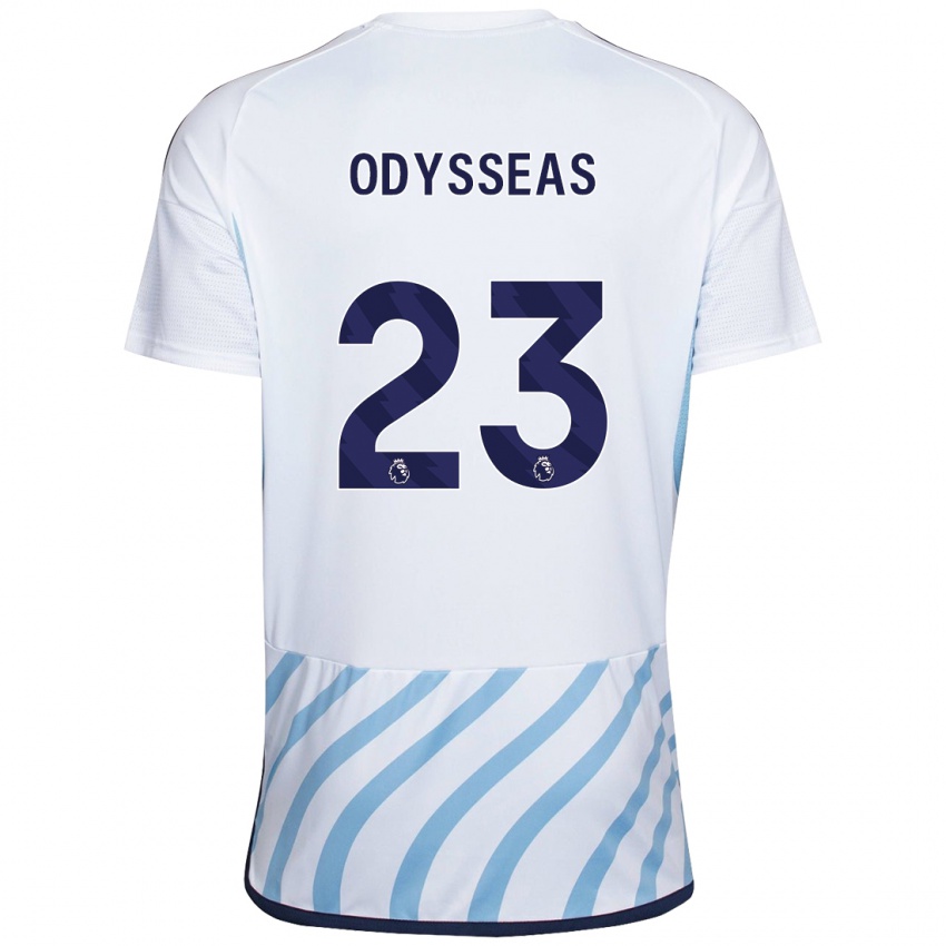 Hombre Camiseta Odysseas Vlachodimos #23 Blanco Azul 2ª Equipación 2023/24 La Camisa Perú