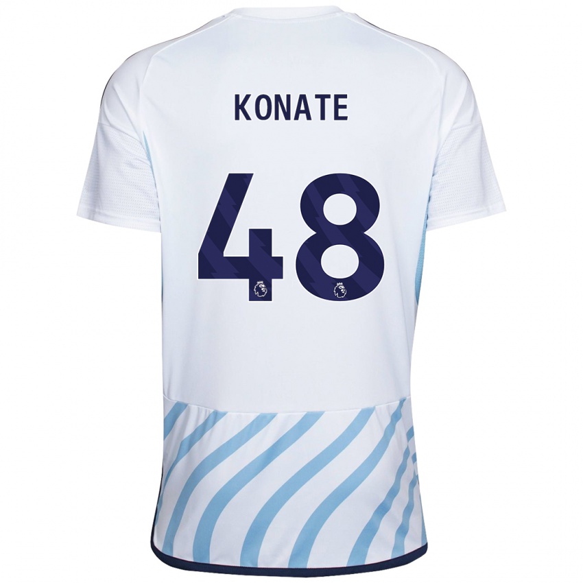 Hombre Camiseta Ateef Konaté #48 Blanco Azul 2ª Equipación 2023/24 La Camisa Perú