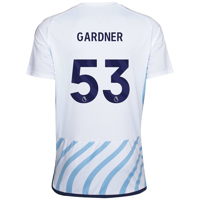 Hombre Camiseta Joe Gardner #53 Blanco Azul 2ª Equipación 2023/24 La Camisa Perú