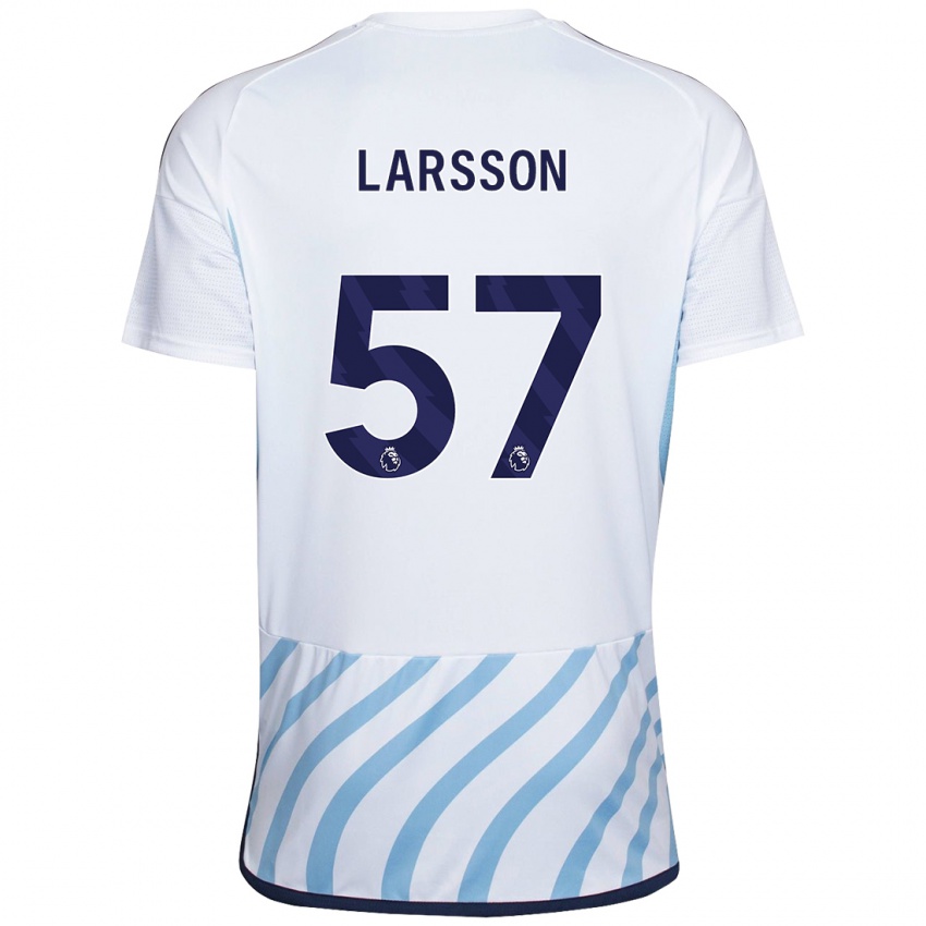 Hombre Camiseta Julian Larsson #57 Blanco Azul 2ª Equipación 2023/24 La Camisa Perú