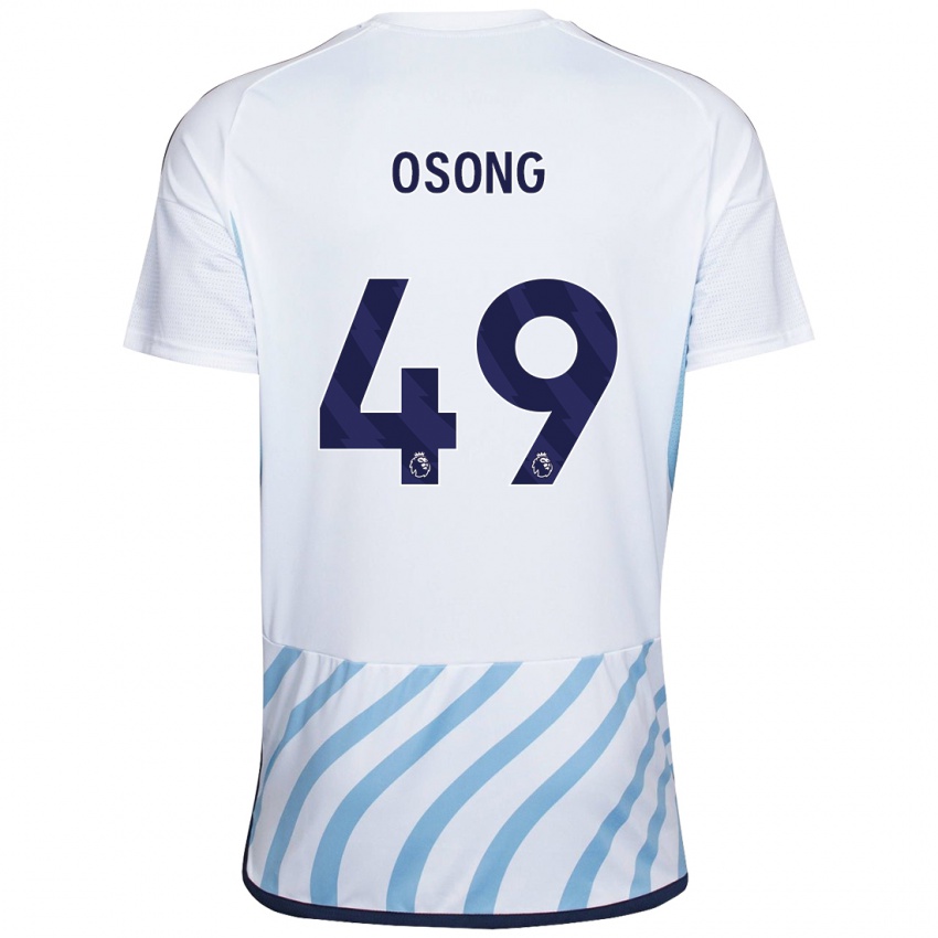 Hombre Camiseta Detlef Esapa Osong #49 Blanco Azul 2ª Equipación 2023/24 La Camisa Perú