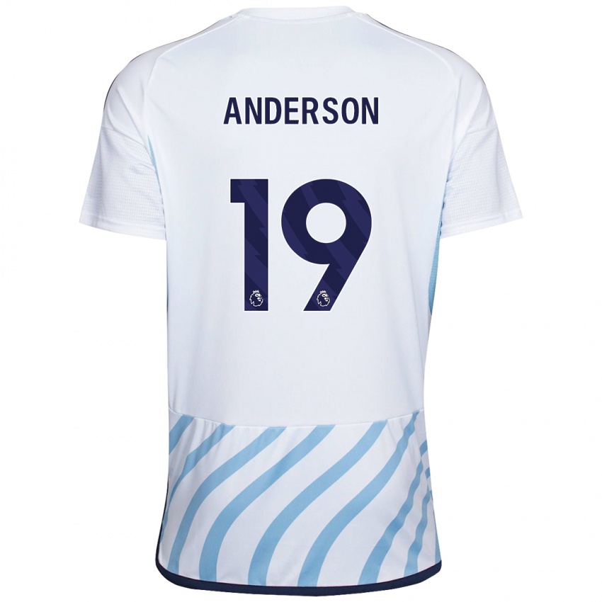 Hombre Camiseta Becky Anderson #19 Blanco Azul 2ª Equipación 2023/24 La Camisa Perú