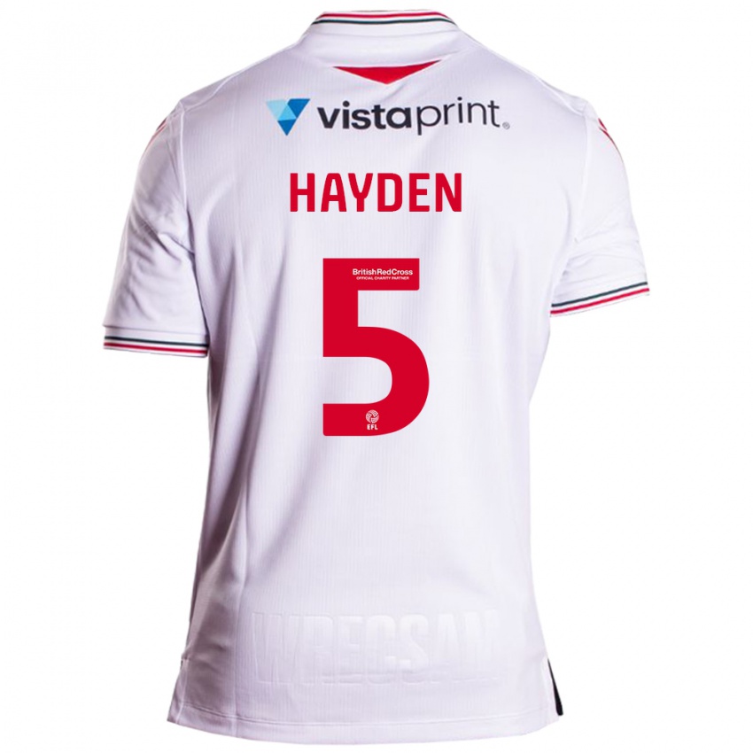 Hombre Camiseta Aaron Hayden #5 Blanco 2ª Equipación 2023/24 La Camisa Perú