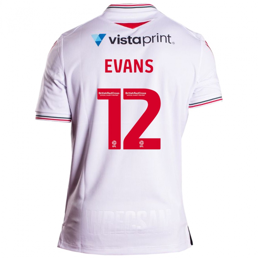 Hombre Camiseta George Evans #12 Blanco 2ª Equipación 2023/24 La Camisa Perú