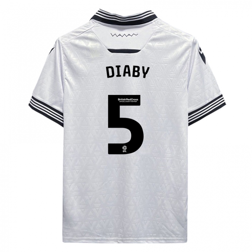 Hombre Camiseta Bambo Diaby #5 Blanco 2ª Equipación 2023/24 La Camisa Perú