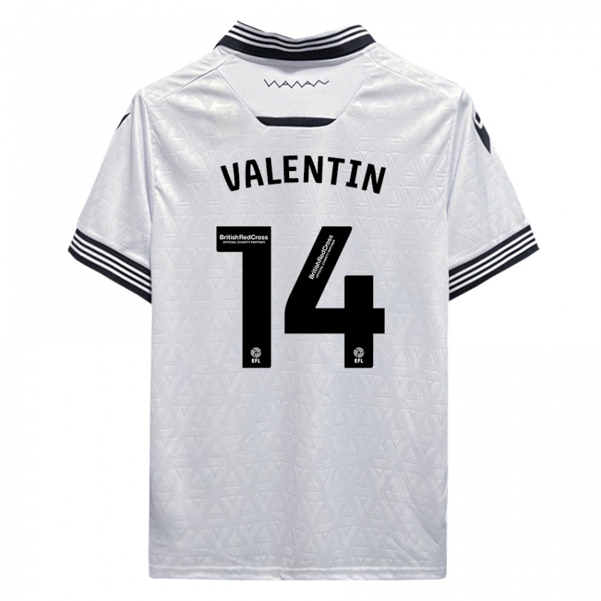 Hombre Camiseta Pol Valentín #14 Blanco 2ª Equipación 2023/24 La Camisa Perú