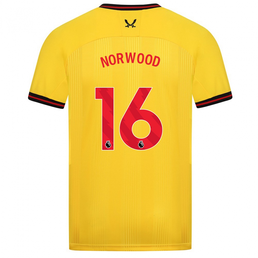 Hombre Camiseta Oliver Norwood #16 Amarillo 2ª Equipación 2023/24 La Camisa Perú