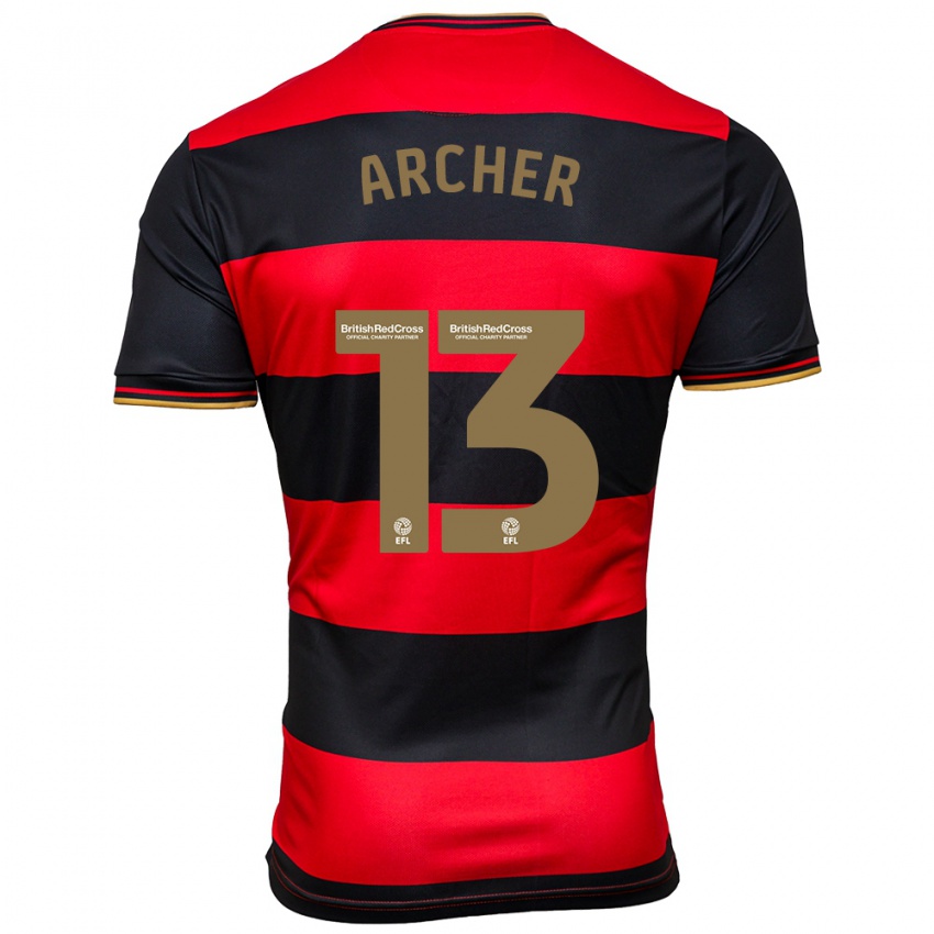 Hombre Camiseta Jordan Archer #13 Negro Rojo 2ª Equipación 2023/24 La Camisa Perú