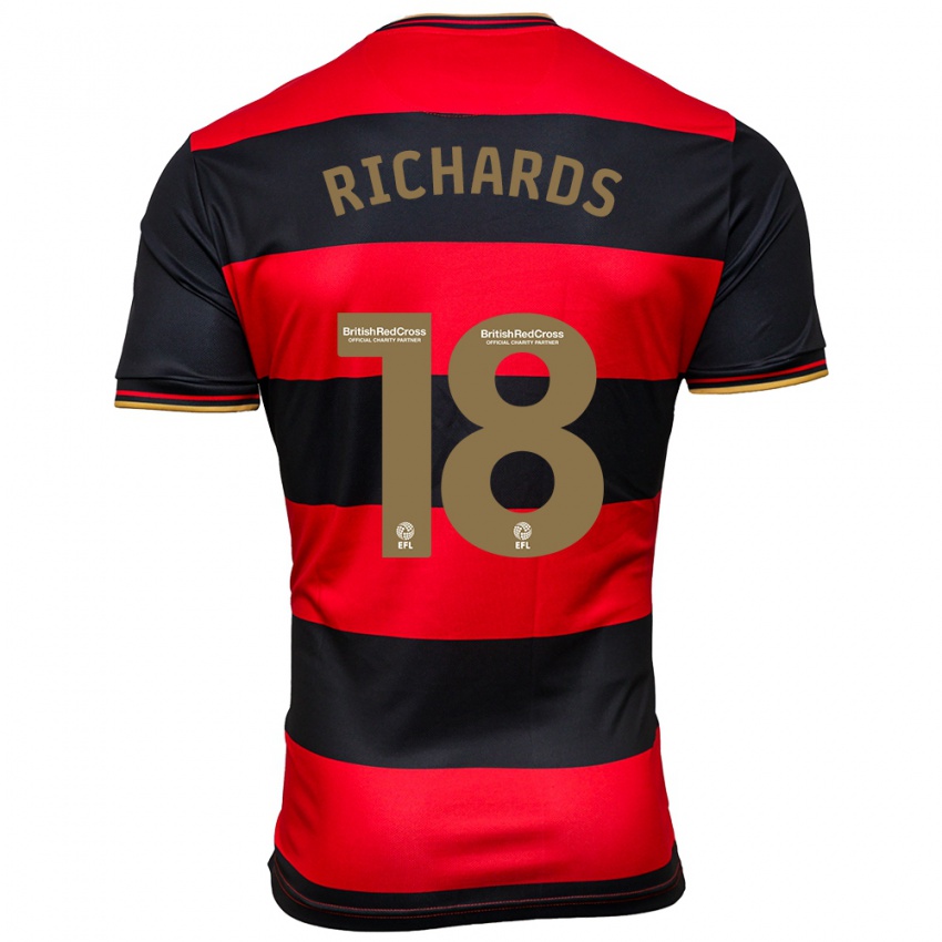 Hombre Camiseta Taylor Richards #18 Negro Rojo 2ª Equipación 2023/24 La Camisa Perú