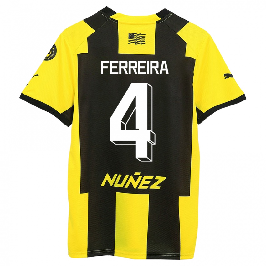 Mujer Camiseta Joaquín Ferreira #4 Amarillo Negro 1ª Equipación 2023/24 La Camisa Perú