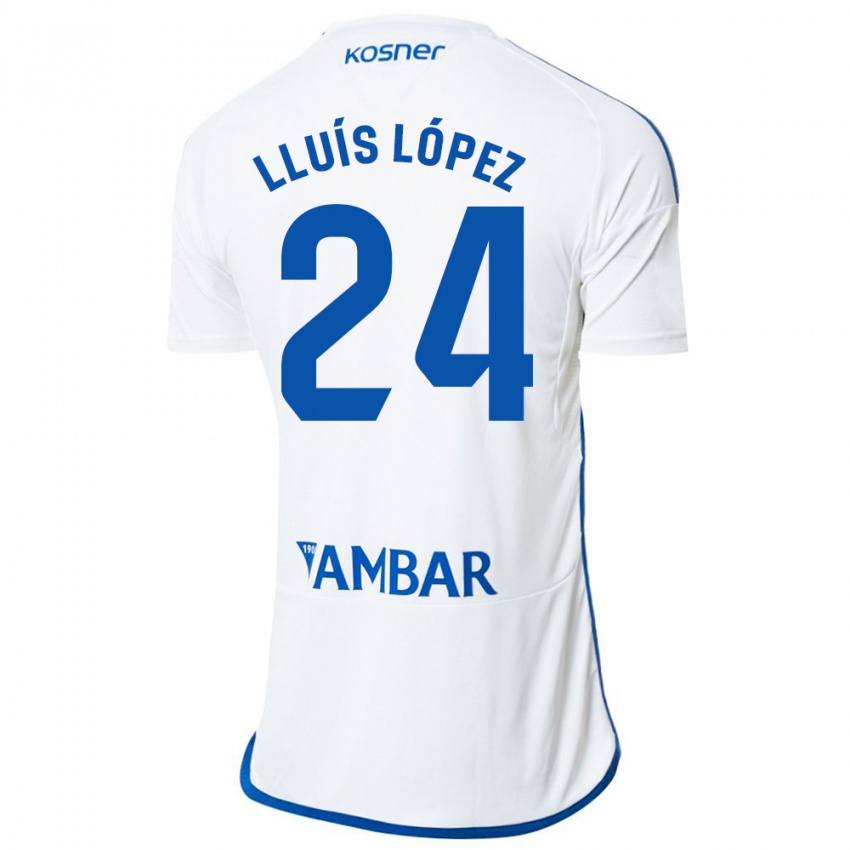 Mujer Camiseta Lluís López #24 Blanco 1ª Equipación 2023/24 La Camisa Perú
