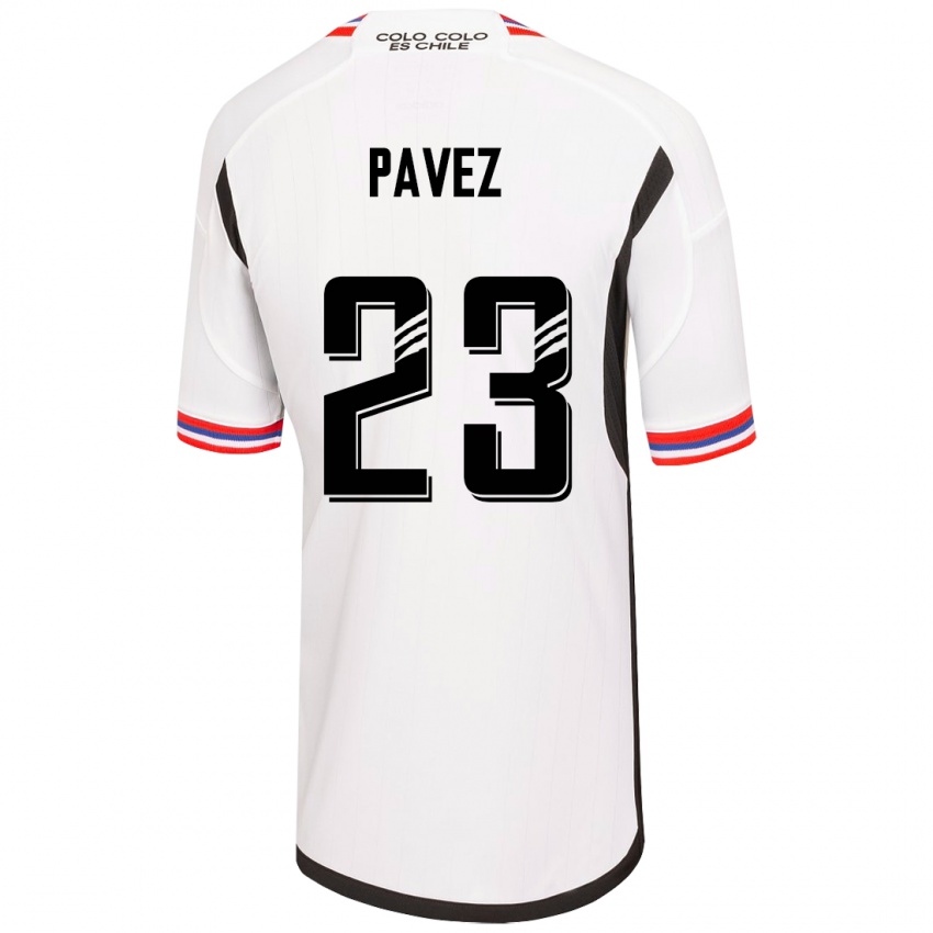 Mujer Camiseta Esteban Pavez #23 Blanco 1ª Equipación 2023/24 La Camisa Perú