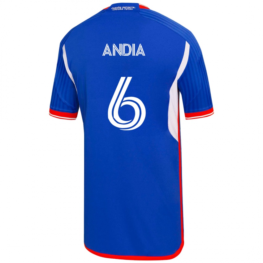 Mujer Camiseta Yonathan Andía #6 Azul 1ª Equipación 2023/24 La Camisa Perú