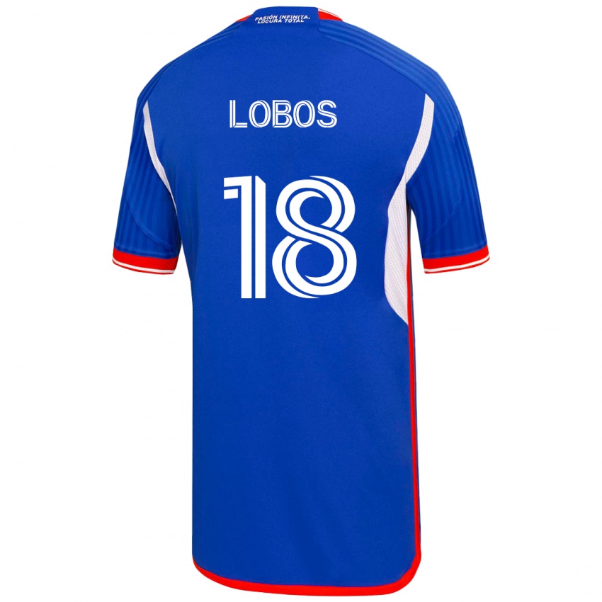 Mujer Camiseta Franco Lobos #18 Azul 1ª Equipación 2023/24 La Camisa Perú