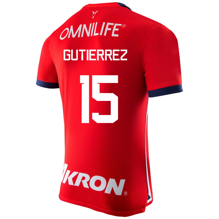 Mujer Camiseta Erick Gutierrez #15 Rojo 1ª Equipación 2023/24 La Camisa Perú