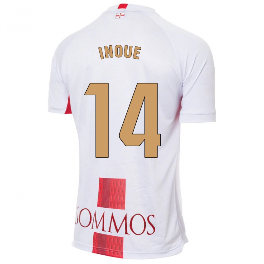 Mujer Camiseta Moe Inoue #14 Blanco 2ª Equipación 2023/24 La Camisa Perú