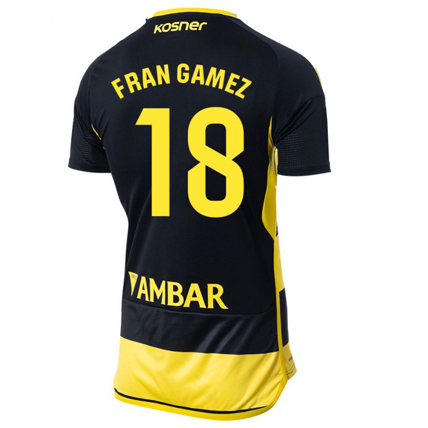 Mujer Camiseta Fran Gámez #18 Negro Amarillo 2ª Equipación 2023/24 La Camisa Perú