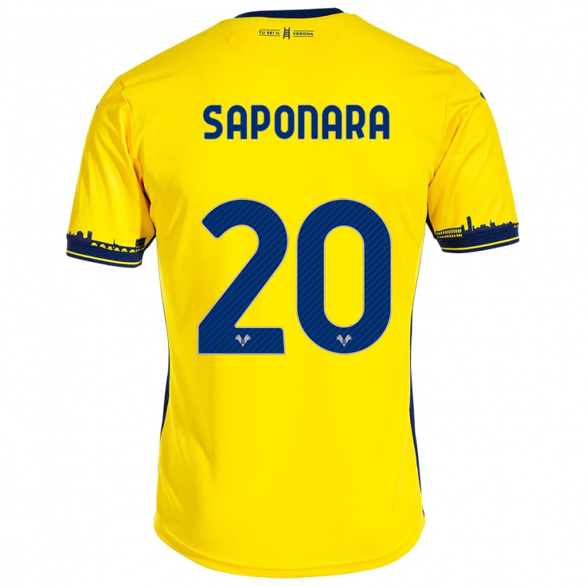 Mujer Camiseta Riccardo Saponara #20 Amarillo 2ª Equipación 2023/24 La Camisa Perú